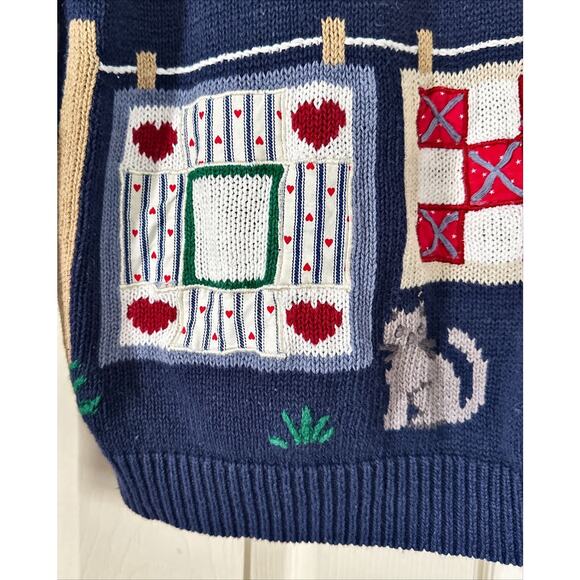 Signature by Northern Isles Hand Embroidered Apple Barn Large Sweater VINTAGE - Picture 3 of 6